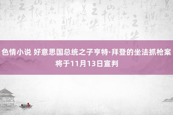 色情小说 好意思国总统之子亨特·拜登的坐法抓枪案将于11月13日宣判