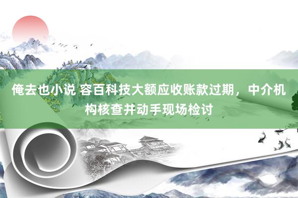 俺去也小说 容百科技大额应收账款过期，中介机构核查并动手现场检讨