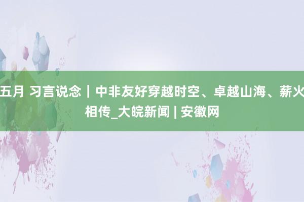 五月 习言说念｜中非友好穿越时空、卓越山海、薪火相传_大皖新闻 | 安徽网