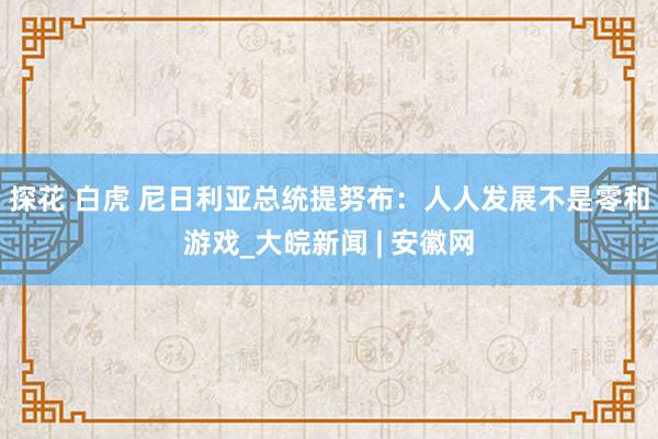 探花 白虎 尼日利亚总统提努布：人人发展不是零和游戏_大皖新闻 | 安徽网