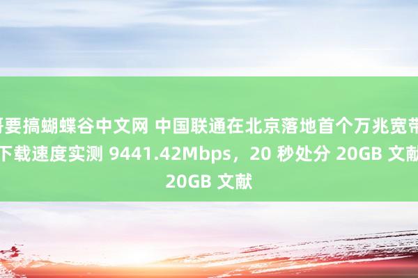 哥要搞蝴蝶谷中文网 中国联通在北京落地首个万兆宽带：下载速度实测 9441.42Mbps，20 秒处分 20GB 文献